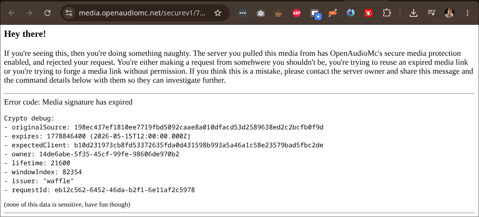 screenshot of rejected request