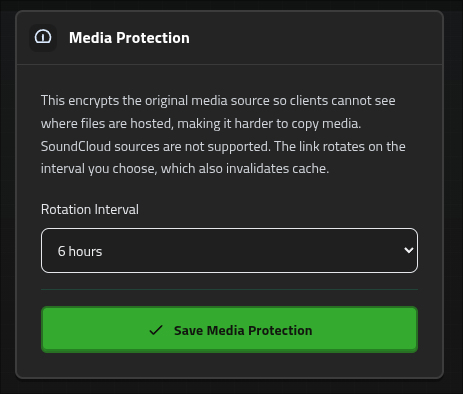 screnshot of account config where server can set retention (window) time for media links